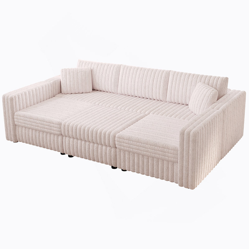 Canapé modulaire confortable et élégant pour 6 personnes avec élévateur hydraulique et coussins lavables, Rose clair