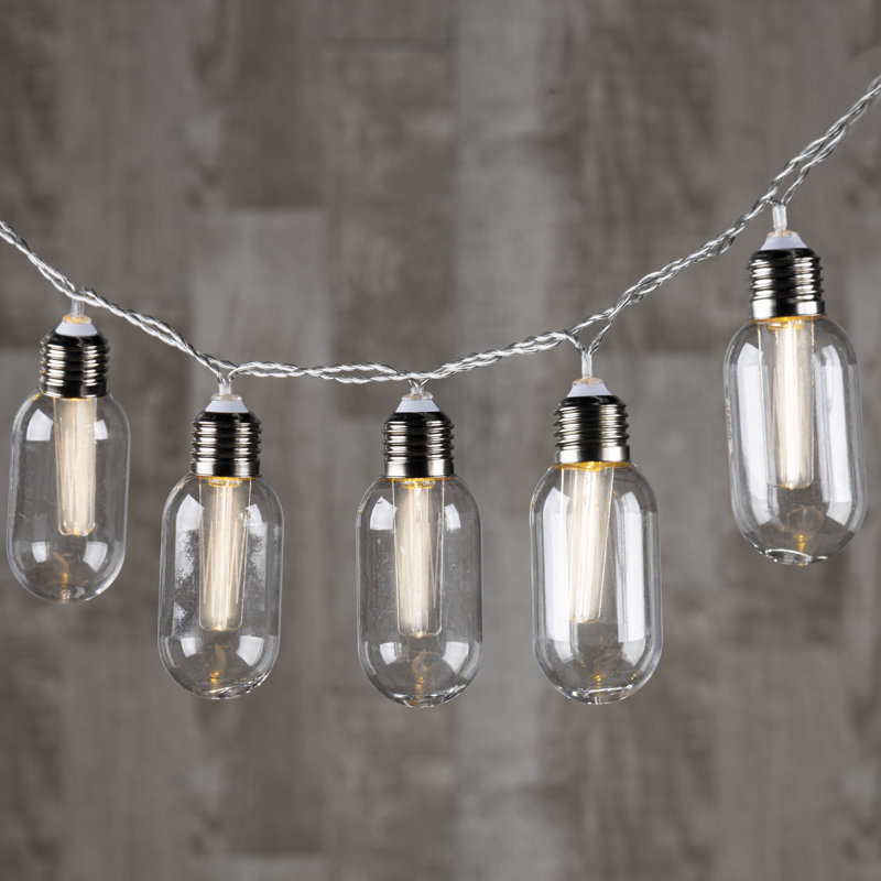 Decorative 10-Light Solar Clear Edison-Style String Lights – 6-Foot Vintage-Inspired Outdoor Lighting with Warm White LED Bulbs