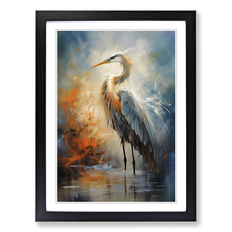 Heron Gestural - Framed Print
