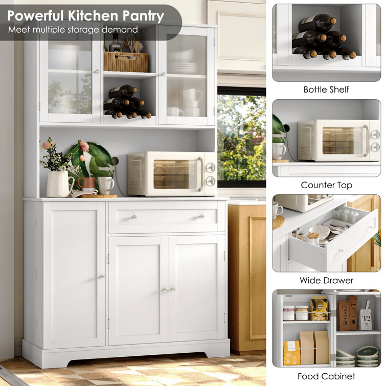 Kitchen Pantry Storage Cabinet, Compact Kitchen Cabinet with Hutch, Pantry  Cabin