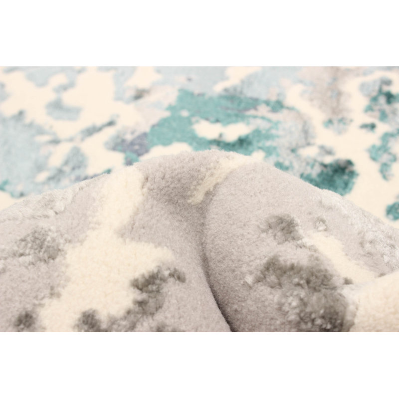Tapis bleu sarcelle Aura, Rectangle de 5 pi x 8 pi
