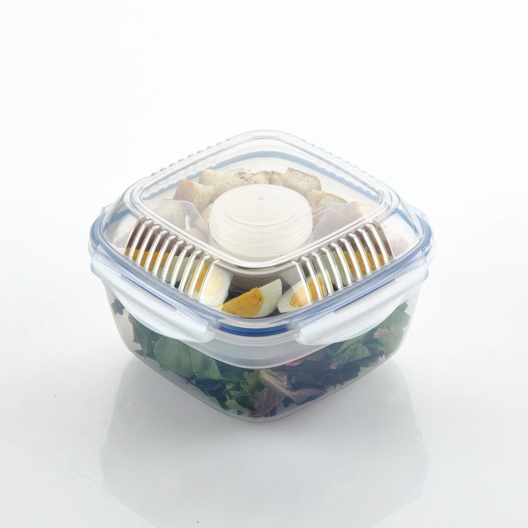Complete Home To Go Container Lunch Plastic Salad Bowl With Lid Fork Knife  Gray
