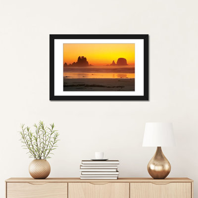 « twilight vibrant, point of arches, chi chi beach, olympique national park, washington, usa », reproduction de photo sur toile