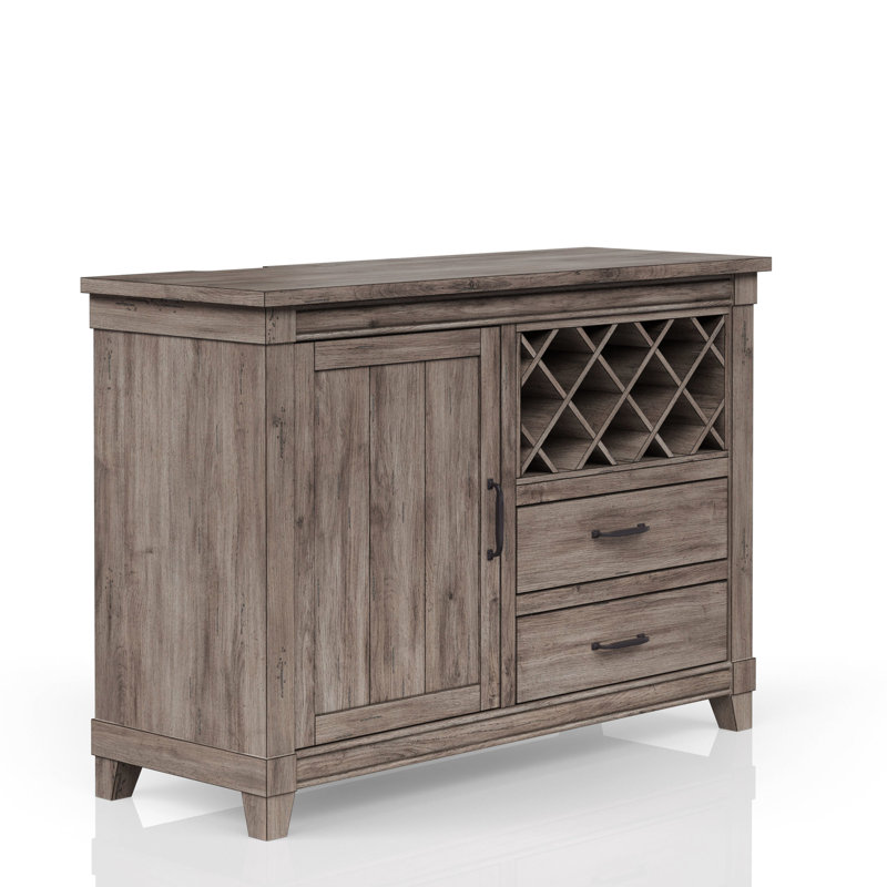 Grande armoire de rangement avec rangement pour le vin et deux tiroirs Rustic Grey