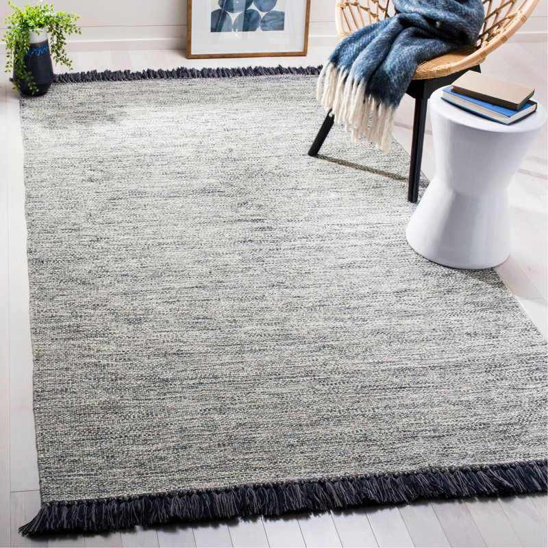 Waloo Hand Woven Cotton Chevron Rug, Rectangle 8' x 10'