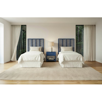 Liam Twin Headboard And Olivia Nightstand Set – Navy Blue