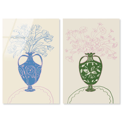 Flower Sutdio Set High-Gloss Frameless Acrylic Glass Wall Art Floral & Botanical Print by Oliver Gal, Ready to Hang, 10 x 15