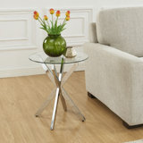 Table de bout 19,7 po avec plateau en verre