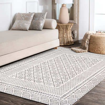 Dawesville Modern Geometric Boho Gray/Cream Rug