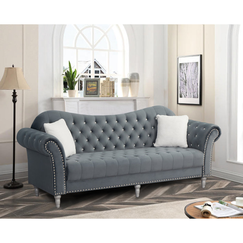 Canapé Chesterfield Josielyn, Gris foncé