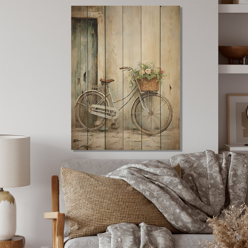Vélo «Peaceful Rides II» sur bois, H 20 po x l 10 po x P 0,78 po