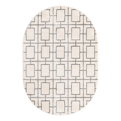 Glam Geometric White Silver Area Rug