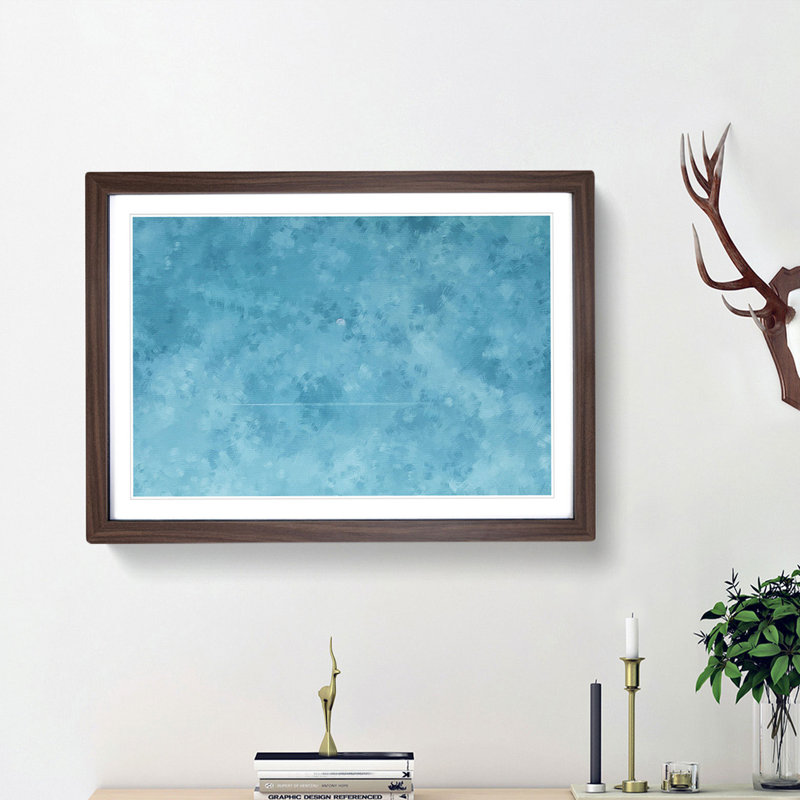 Flying Past The Moon - Single Picture Frame Painting on MDF, Walnut Framed, 62cm H x 87cm W x 2cm D