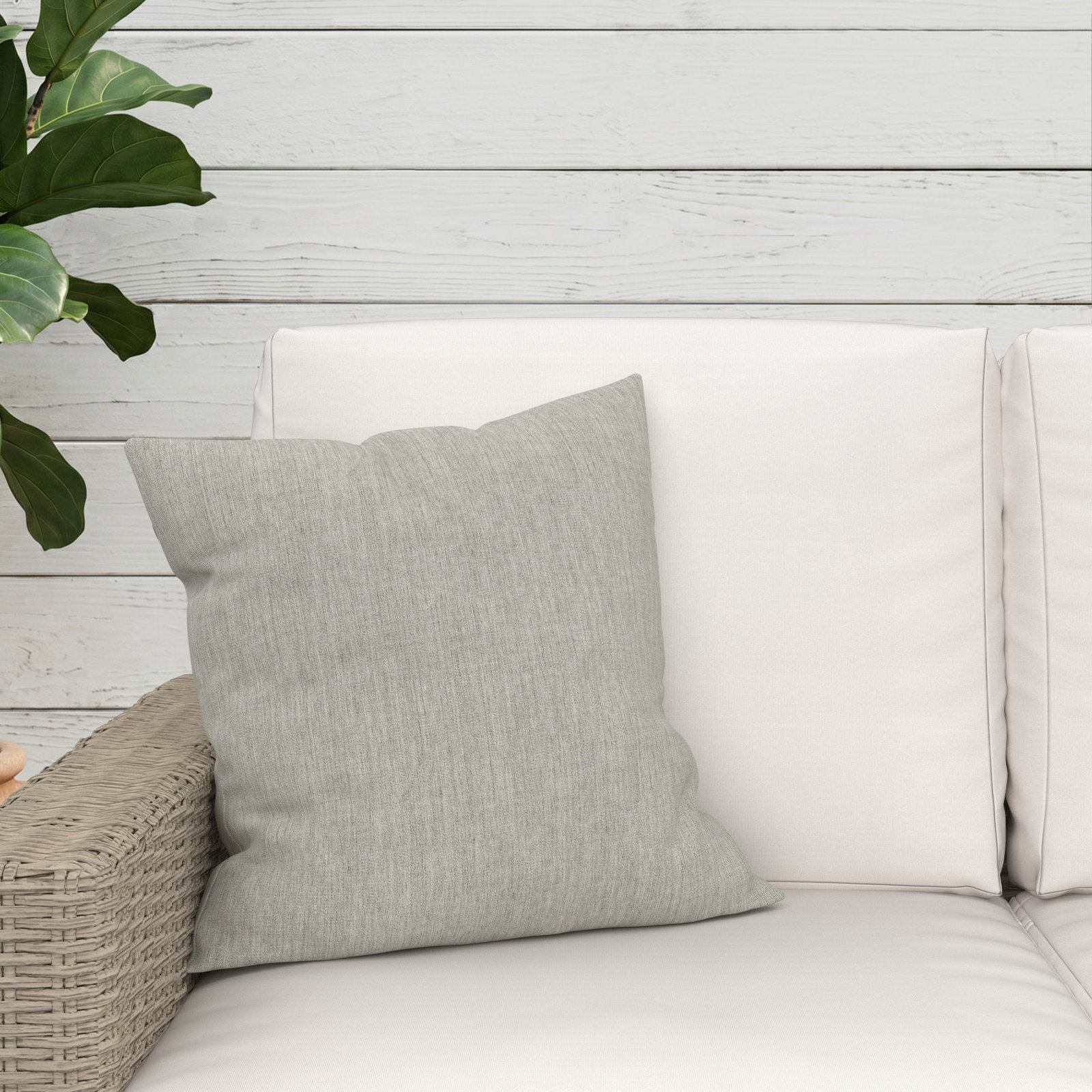 Sunbrella® Throw Pillow, Square 18", Canvas Granite Sunbrella® Canvas