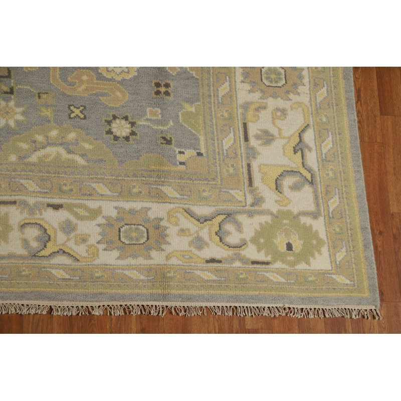 Tapis indien argenté en laine gris Oushak 8 x 10