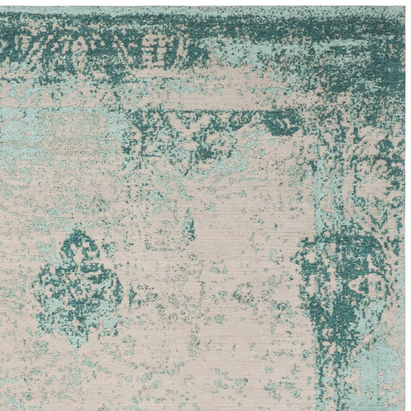 Tapis turquoise / beige / turquoise en coton Lyniya, Rectangle 4 pi x 6 pi