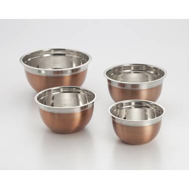 Lexi Home 4-Piece Premium Two Tone Stainless Steel Hammered Mixing Bowl Set