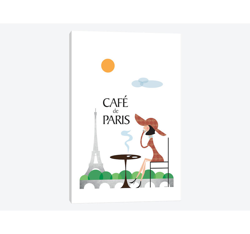 « cafe de paris », impression sur toile, H 60 po x l 40po x P 1,5 po, Toile tendue, Pas de tapis