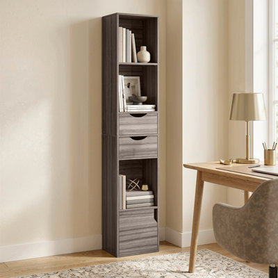 HOMCOM Bookcase with Drawers 3-Tier Adjustable Shelf 158 cm