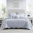 Blue King Bedding Sets, Soft Polyester Floral Quilt for Modern Home