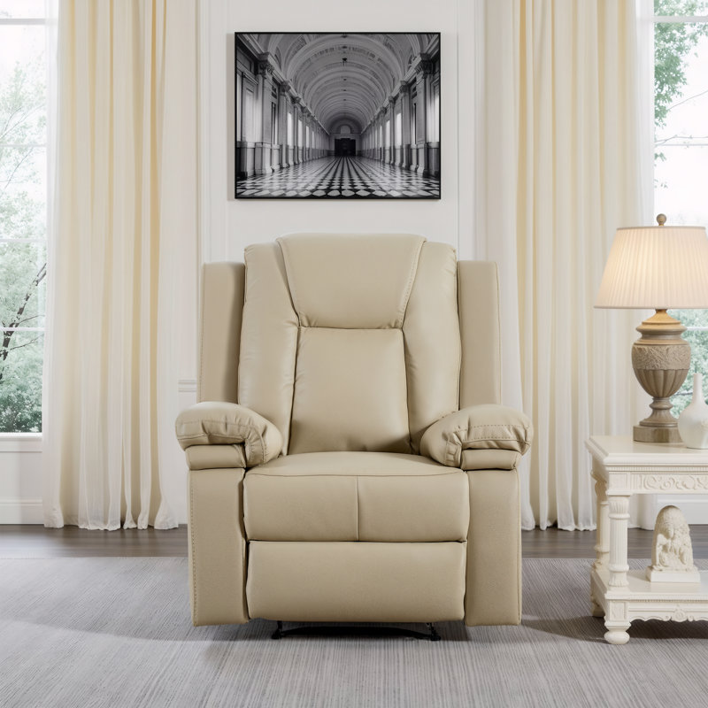 Fauteuil inclinable rembourré, Similicuir beige