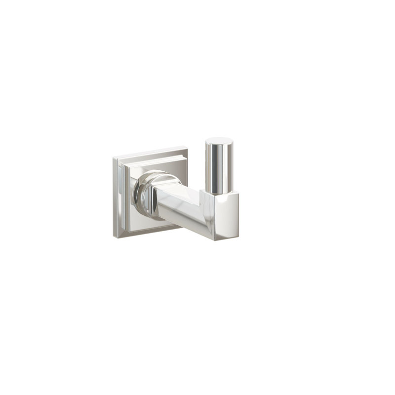 Emtek Select Single Hook w/ Step Square Rosette, Square Stem & Smooth Tip, Polished Nickel