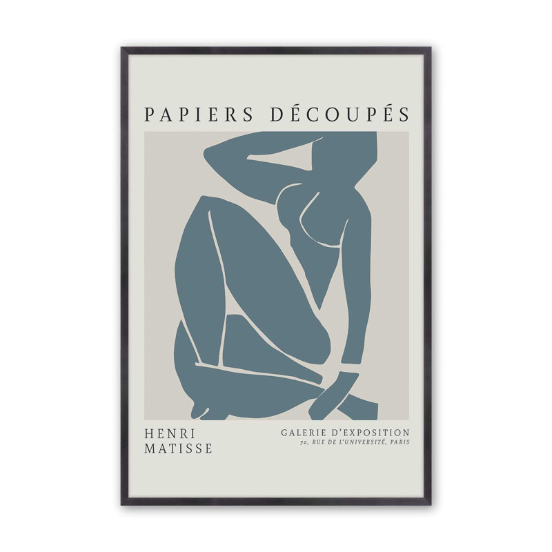 Matisse's Nude III en bleu minuit , H 17,25 po x l 13,25 po x P 1,25 po, Reproduction encadrée sans passe-partout