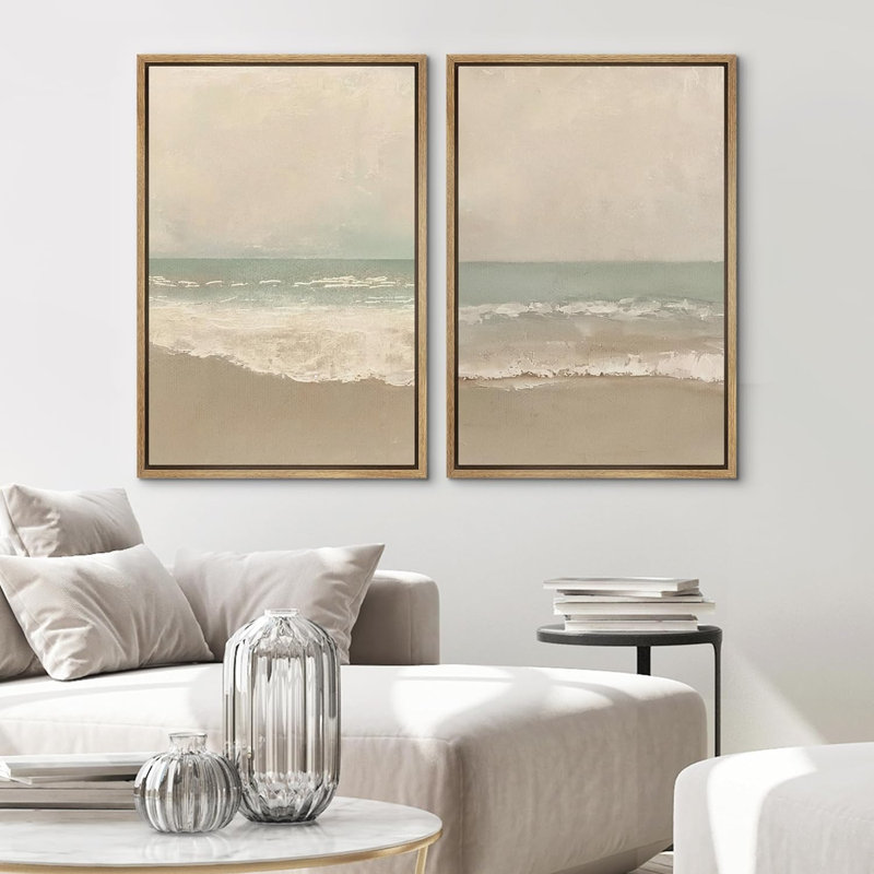 «Spiraling Abstract Lines», 2 pièces sur toile, Encadré naturel, H 36 po x l 24 po