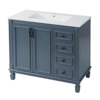 Freestanding Standard Single Vanity Bathroom Vanity With Resin Top