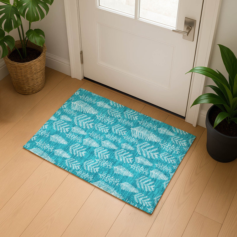 Premium Machine Washable Dockside AMF1813 Christmas Tree Leaves Rug, Rectangle 1'8" x 2'6"