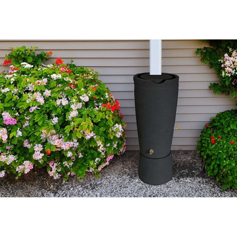 Baril de pluie 50 gallons Impressions Stone, Noir