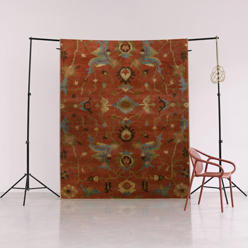 Tapis décoratif moderne multicolore à motif floral orange, Tapis de couloir 4 pi x 9 pi 11 po