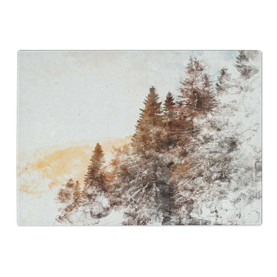Tempered Glass Sunrise over the Forest Chopping Board