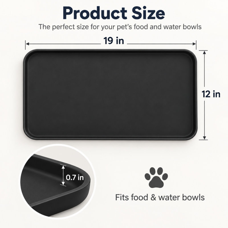 Tapis d'alimentation en silicone pour animaux avec rebord élevé