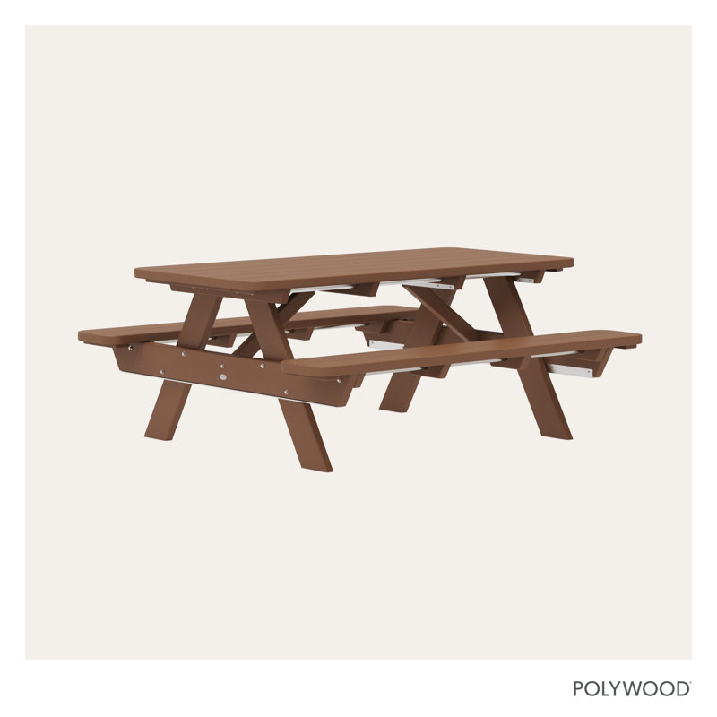 POLYWOOD Park 72" Picnic Table, Teak