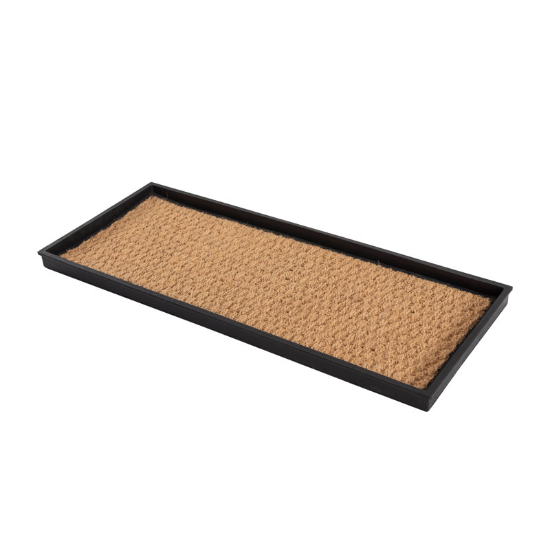 Eco-Friendly 14" x 34" Tan Heavy-Duty Rubber Boot Tray with Raised Edge for Muddy Shoes, Garden Tools & Pet Supplies — Indoor/Outdoor