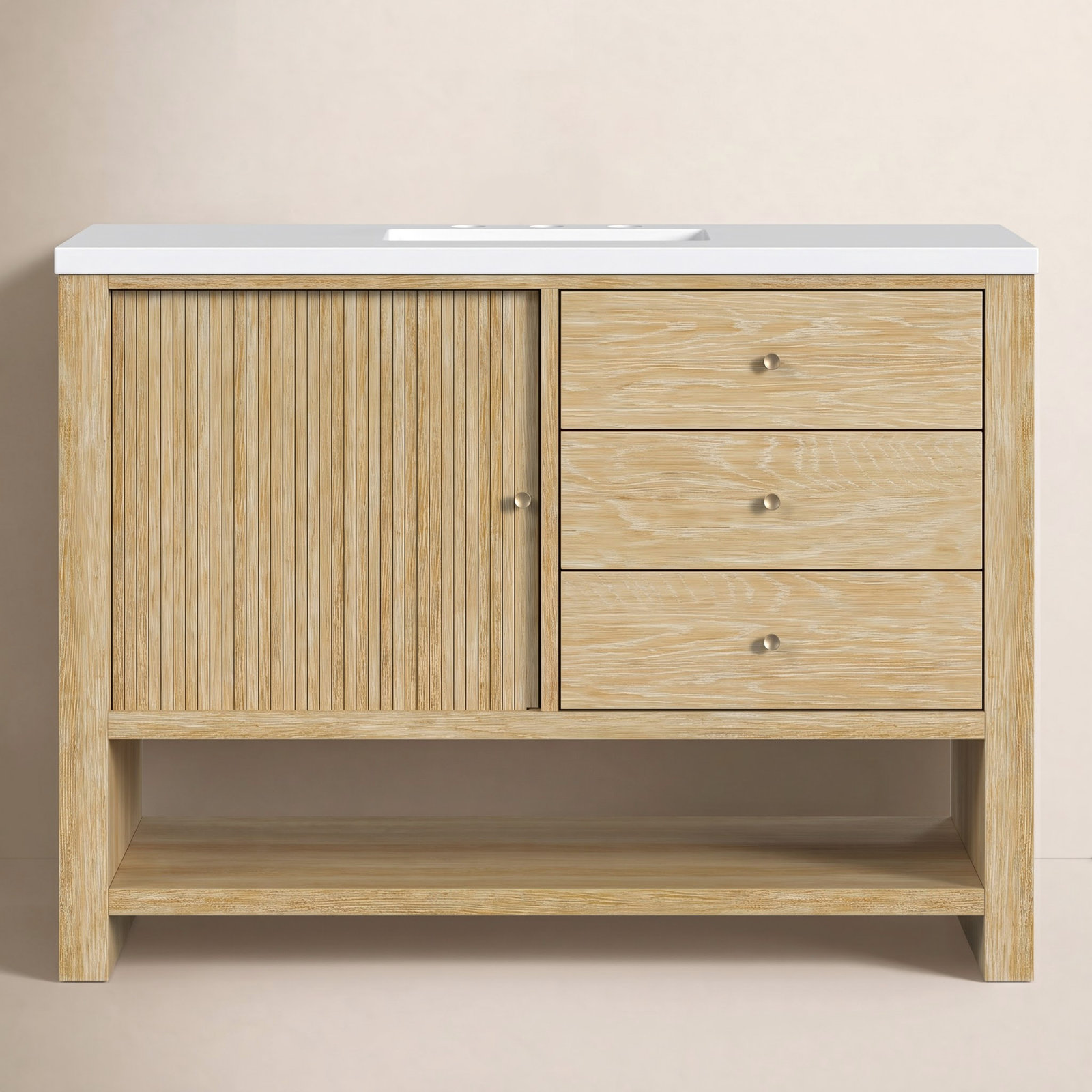 Marigot 48'' Single Bathroom Vanity, White Zeus, 8" Widespread