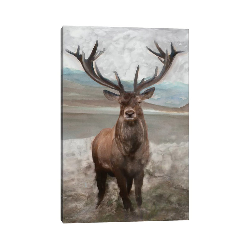 Grand Elk I - Painting on Canvas, 20.32 cm H x 30.48 cm W, Wrapped Canvas