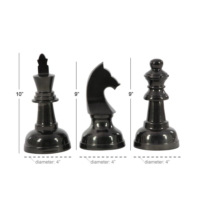 CosmoLiving by Cosmopolitan Dark Gray Aluminum Chess Sculpture with ...