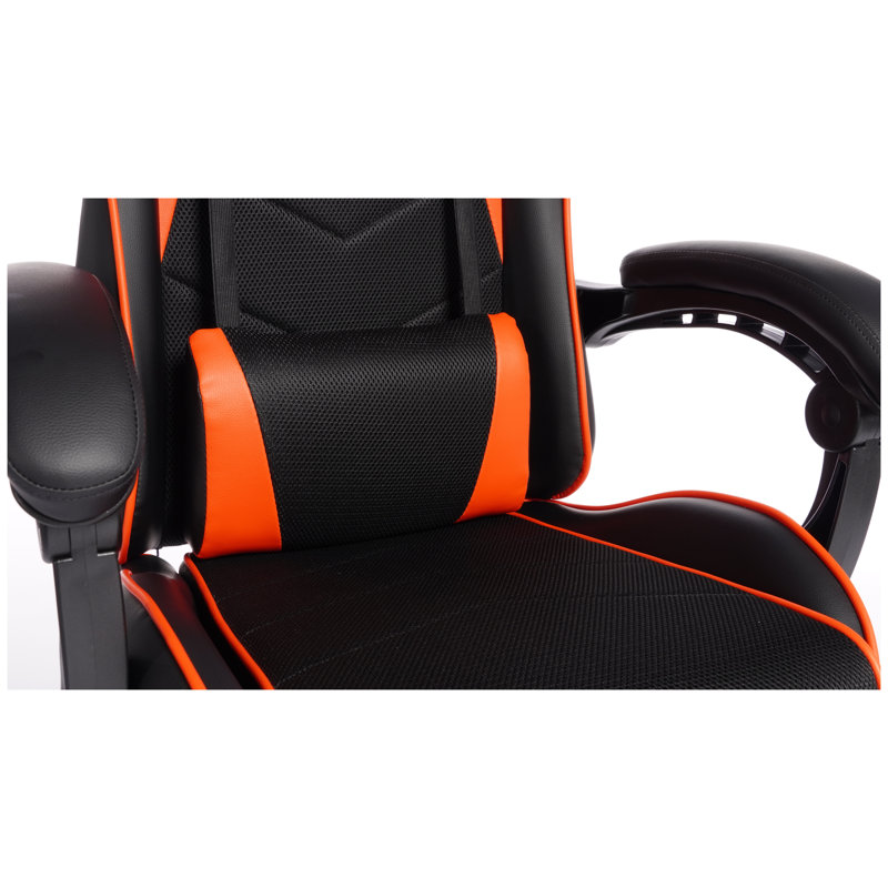 DEEPfurniture Ergonomic E-Sports Gaming Chair with Massage Function - Sports Car Style PU Leather Racing Seat with Footrest, Black & Red