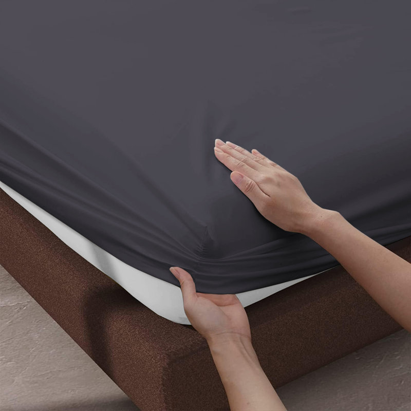 Leila Microfiber 25cm Deep Pocket Fitted Bed Sheet, Charcoal, Super King (6')