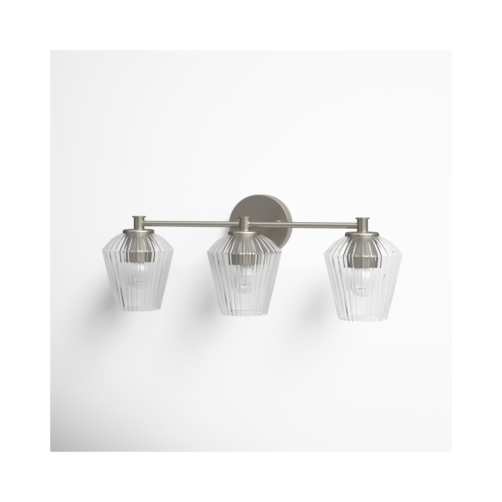 Depner 3 Light Ribbed Dimmable Vanity Light, Brushed Nickel