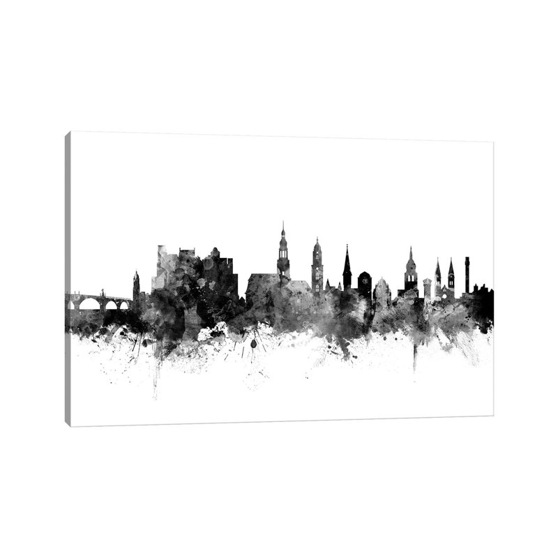 Heidelberg, Germany In Black & White by Michael Tompsett - 1 Piece Wrapped Canvas Wall Art, 20.32 cm H x 30.48 cm W