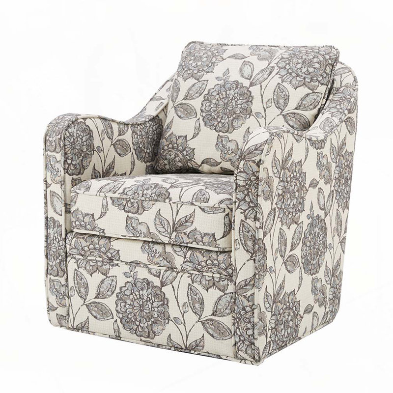 Polyester Upholstered Arm Chair with Round Base