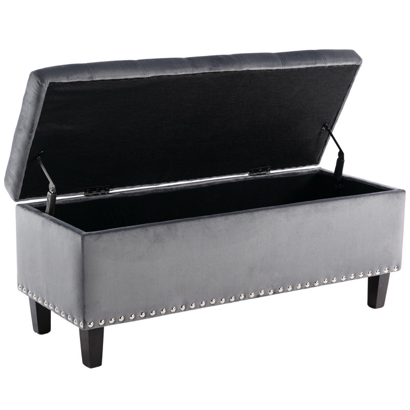 Worcester Velvet Ottoman, Gray Velvet