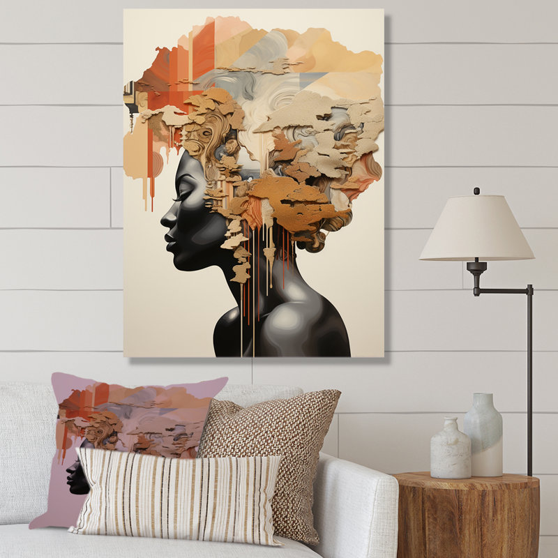 Minimalism African Woman Portrait - African Art Canvas Art, Wrapped Canvas, 32" H x 24" W x 1" D