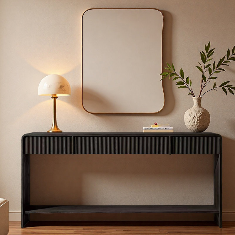 Console américaine simple de style rétro, H 33,9 po x l 70,9 po x P 13,8 po, Noir
