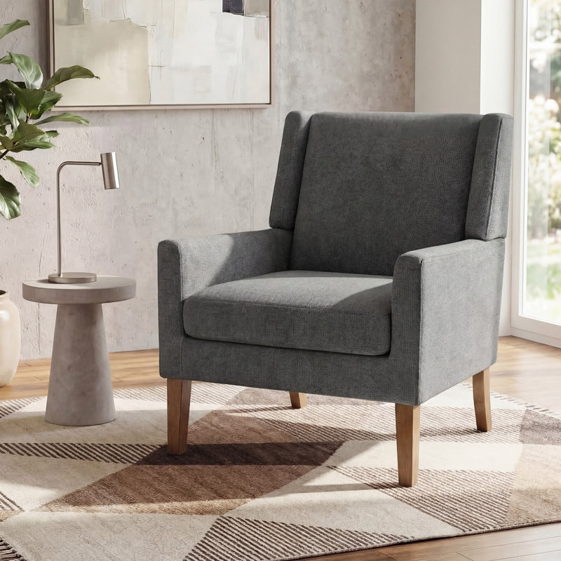 Fauteuil à oreilles Ayran, Tissu gris