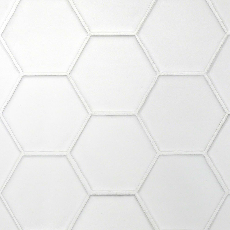 Meadowmere 3" Hexagon Matte Ceramic Tile, Cement White