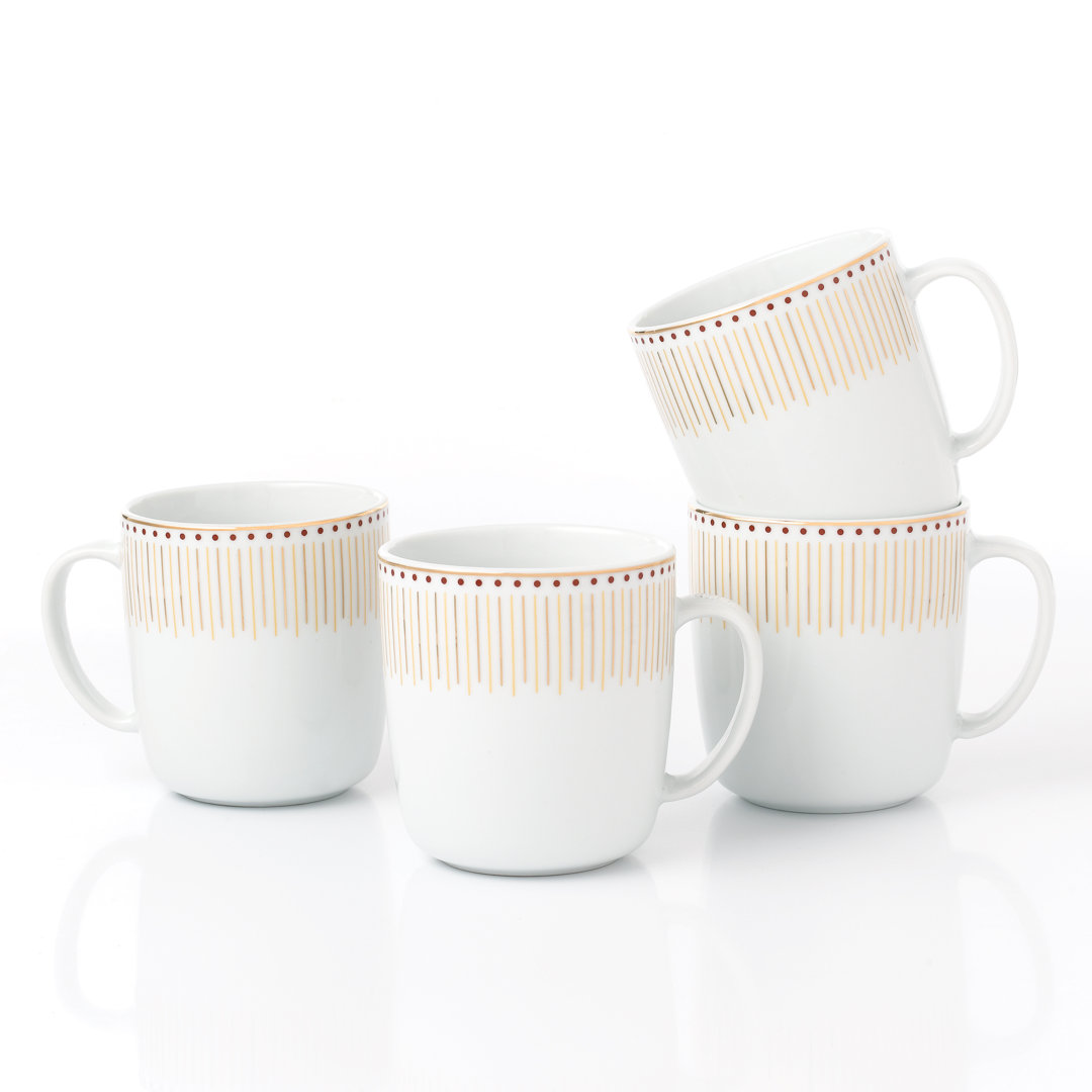 Waterside 4 Pack Gold Radiance Porcelain Mugs